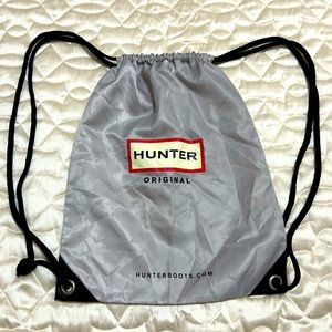Hunter Original Silver Drawstring Backpack Dust Bag Black White Logo Unisex